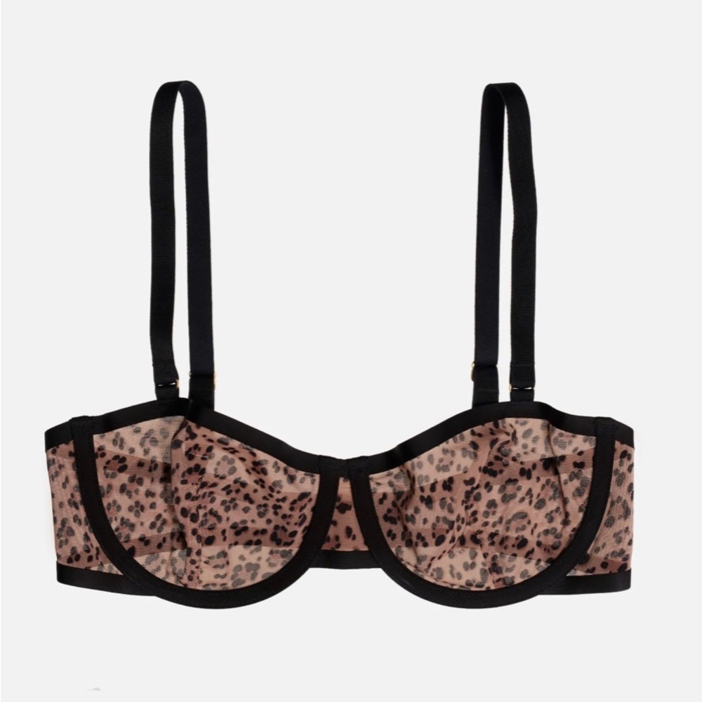 CUUP Leopard Sheer Underwire Bra in Beige and Black